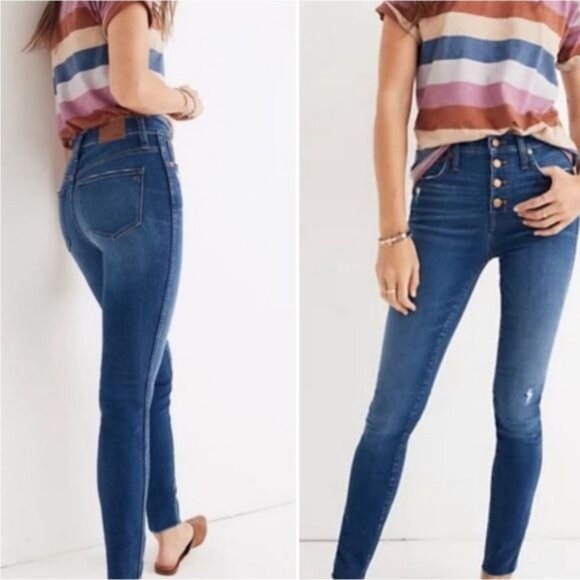 Madewell 10" High-Rise Raw Hem Button Fly Skinny jeans Style# J7914 size 25 - Picture 2 of 10